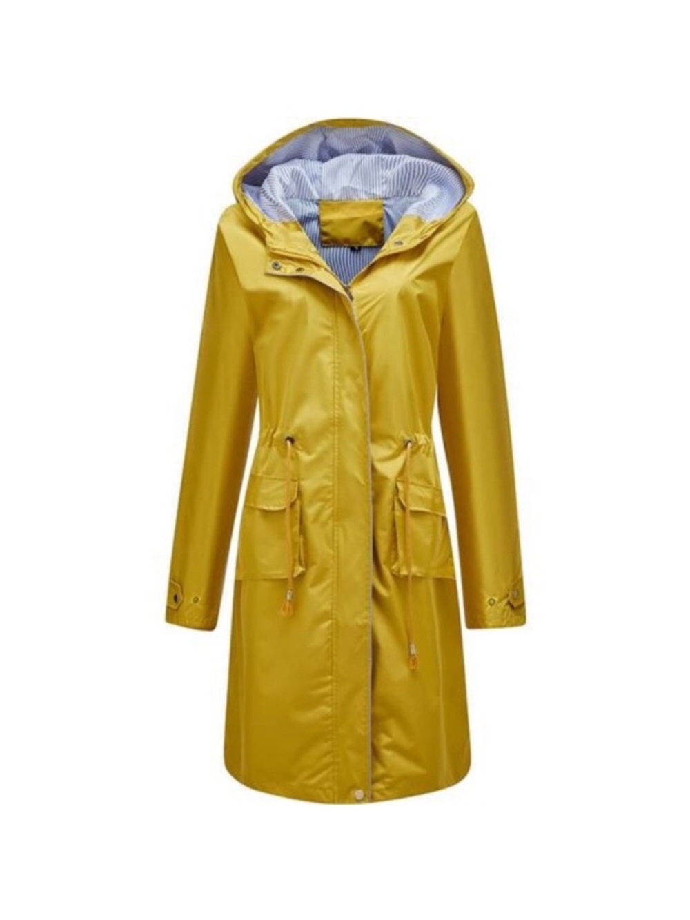 Women's Hooded Rain Jacket Long Waterproof Raincoat Full Zip Midi Windbreaker